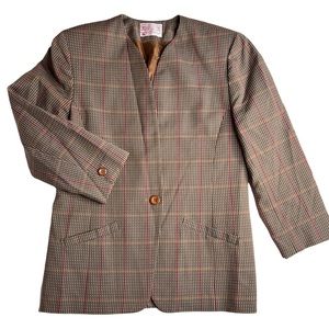 Vintage Pendleton Brown Plaid Wool Blazer Equestrian Academia Preppy 8 Petite